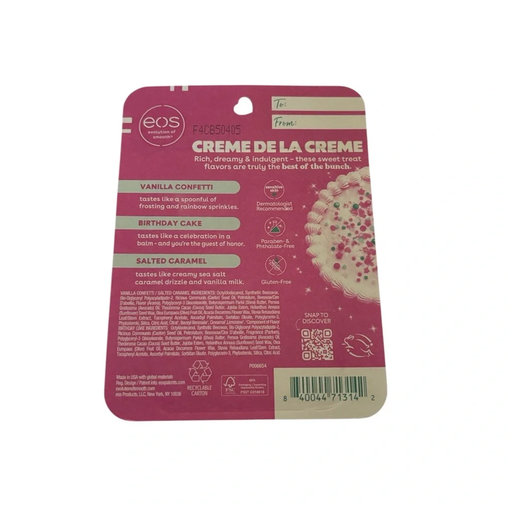 EOS | Creme De La Creme Super Balm Minis Vanilla Confetti Birthday Cake Caramel